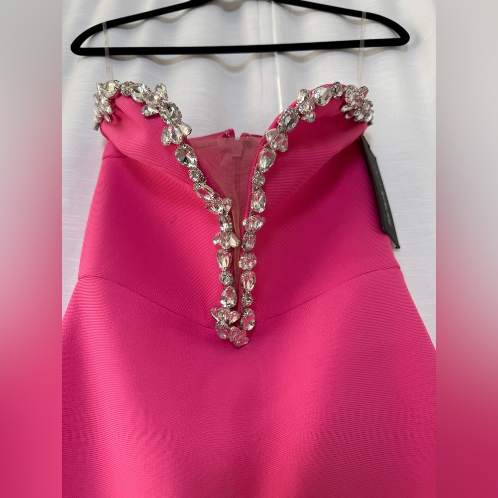 Fashion Nova Odessa Embellished Bandage Gown Pink Strapless Maxi | NWT Size S - Picture 7 of 17